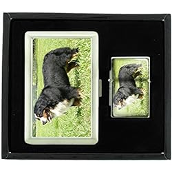 Dog bernese mountain dog Cigarette Case Oil Lighter Gift Set