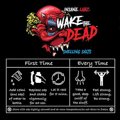 Insane Labz Wake The Dead Smelling Salts Pre Workout, Massive Energy Boosting Powder, Ammonia Inhalant, Extreme Focus for Power-Lifting Athletes, 100 Uses just add Water