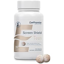 EyePromise Screen Shield Teen Chewable Eye Vitamin - Screen Time Protection Vitamins for Kids Ages 4 -17 Including Preschool, School Age, and Adolescent Phases – No Yeast or Gluten