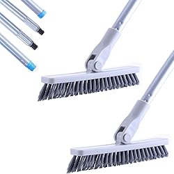 YONILL Grout Brush with Long Handle, Swivel Tile Floors Grout Scrub Cleaner Brush, 52in Stiff Bristles Shower Scrubber Cleaning Brushes for Bathroom, Kitchen, Garage, Baseboards and Corner