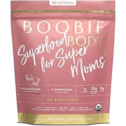 Boobie Body Superfood Protein Shake Refill Bag - Pregnancy Protein Powder, Lactation Support to Increase Milk Supply, Probiotics, Organic, Dairy and Gluten Free, Vegan - Chocolate Bliss 2.4 lb, 1 Refill Bag