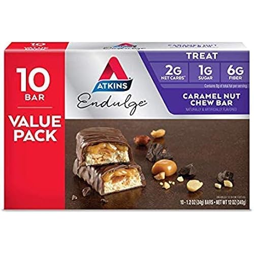 Atkins Endulge Treat, Caramel Nut Chew Bar, Keto Friendly, 30 ct - Pack of 3