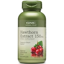 GNC Herbal Plus Hawthorn Extract 150mg, 100 Capsules, Supports Heart Health