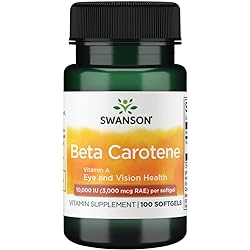 Swanson Beta-Carotene Vitamin A Skin Eye Immune System Health Antioxidant Support 10000 Iu 3000 mcg 100 Sgels
