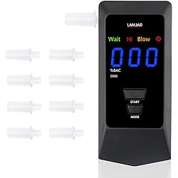 LAMJAD Breathalyzer D900 Digital LED Screen,USB Charger Professional Alcohol Tester Breathalyzer with 8 mouthpieces,semiconductor sensors