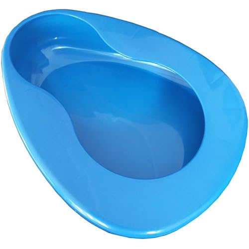 YUMSUM Firm Thick Stable PP Bedpan Heavy Duty Smooth Countoured for Bed-Bound Patient Blue