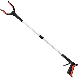 2022Newest Grabber Reacher Tool, 360° Rotating Head, Wide Jaw, 32" Foldable, Lightweight Trash Claw Grabbers for Elderly, Reaching Tool for Trash Pick Up Stick, Litter Picker, Arm Extension Orange
