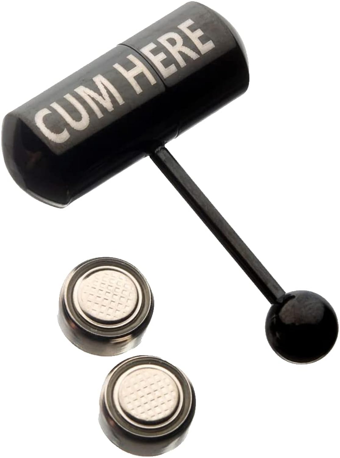 Luxe Modz Vibrating Barbell Tongue Ring 14 Gauge Surgical Steel Ion Plated Black Cum Here Logo
