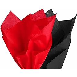 PMLAND Premium Quality Gift Wrapping Paper - Black and Red - 20 Inches x 26 Inches 60 Sheets