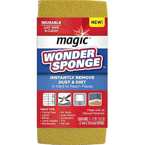 Magic Dust Sponge - Wonder Sponge For Blinds Fans Lampshades Baseboards Pet Hair TV's Computer Electronics Auto and More