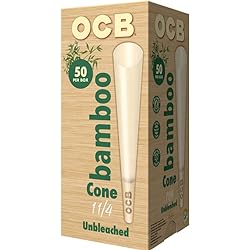 OCB Bamboo Unbleached Pre-Rolled Rolling Paper Cones 1-14 84mm Size - 50 Cones