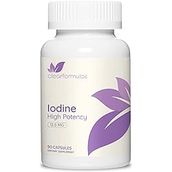 ClearFormulas Iodine 12.5 mg, High Potency Iodine and Iodide Supplement to Support Thyroid Health and Hormone Balance, 90 Capsules 90 Servings