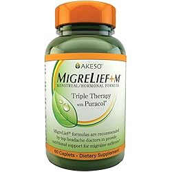MigreLiefM - Nutritional Support for Women Suffering with MenstrualHormonal Migraines - 60 Caplets1 Month Supply