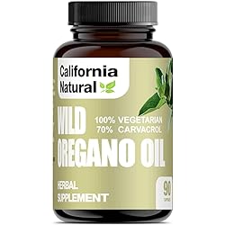Wild Oregano Oil Vegetarian Soft Capsules - California Natural - Immune System & Digestive Support - Promote Gut Health & Healthy Digestion - 100% Vegetarian - 70% Carvacrol - Herbal 90 count