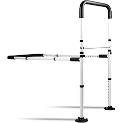 LandTale Bed Assist Rails Adjustable, Safety Bed Handle with Leg, Fall Prevention Hand Guard Grab Bar Bed Cane, Bed Rails for Elderly, Adults, Senior, Handicap, Disabled, Fit King, Queen, Full, Twin