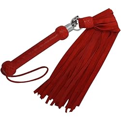 Genuine Suede Leather Revolving Heavy Thick Red Flogger 25 Tails Heavy Duty