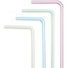 Flexible Straws,200 Pcs Disposable Stripes Multiple Colors Drinking Plastic Straws.0.23'' diameter and 7.8" long