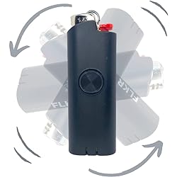 FLKR LYTR Spinner Lighter Case for Use with Standard BIC Lighter | Multifunctional Lightweight Stress Relieving Lighter Cover and Spinner | 2.35" × 1.04" × 0.63" | DRK NYTE