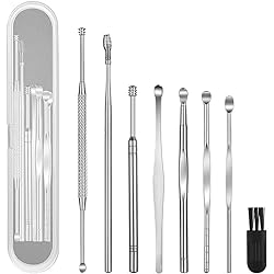 8 Pcs Ear Pick Earwax Removal Kit, Geengle Ear Cleansing Tool Set, Ear Curette Ear Wax Remover Tool with a Cleaning Brush and Storage Box