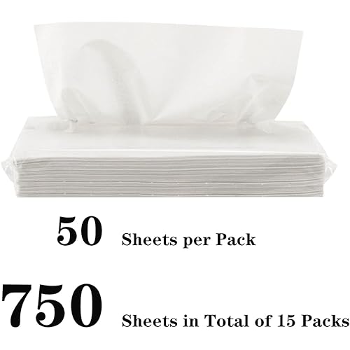 750 Sheets, 15 Packs Car Tissue Refills, Car Travel Napkins, Disposable Facial Tissue for Car Visor Holder, 50 Sheets Per Pack