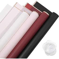 40 sheets 4 colors, flower wrapping paper, flower shop paper, waterproof wrapping paper, semi transparent wrapping paper, including ribbon, 22.8 22.8 inches dark mix