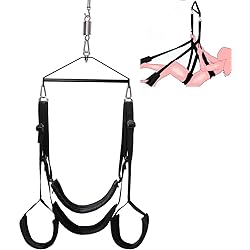 Sex Swing for Sex Aid Adult Swing Set-360°Spinning Trapeze Fluffy Liner Super Soft Swing Kit Indoor Ceiling Swing with Steel Triangle and Spring Support 800 lbs for Couples Adult - 3rd Generation