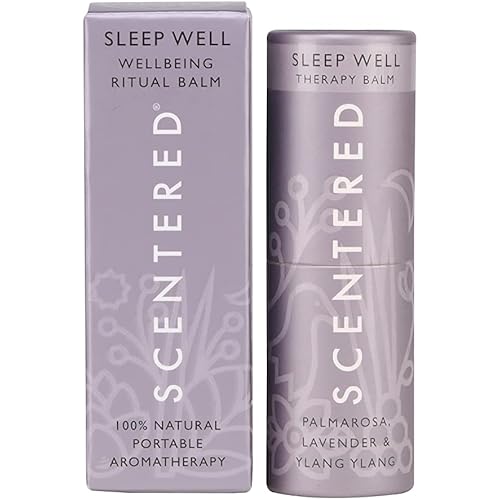 Scentered Sleep Well Aromatherapy Balm Stick for Restful Sleep & Bedtime Relaxation - Palmarosa, Lavender Ylang Ylang Essential Oil Blend