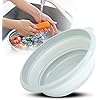 Folding Wash Basin, Durable Plastic Dish Tub for HikingSmall blue