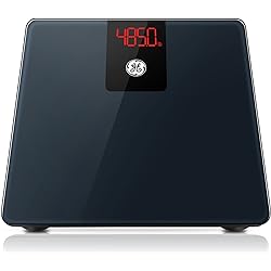GE Bathroom Scale Body Weight: Digital Body Weight Scale 500lbs Capacity Smart BMI Weight Scales for People Accurate Bluetooth Weighing Scale Electronic Weigh Scales with Bright LED Display Black