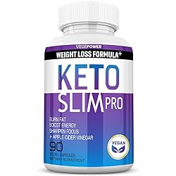 Keto Pills Weight-Loss Fat Burners - VEGEPOWER Ketogenic Diet BHB Ketosis Support Exogenous Ketones Advanced Supplement Detox Cleanse with ACV for Men Women 90 Capsules