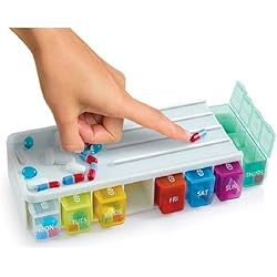 Weekly Pill Sorter by LIBERTY Assistive - Pill Organizer with Organizing Surface to Sort Pills or Vitamins in 7 Removable Organizers and 4 Divided Compartments for Morning, Noon, Evening, and Bedtime