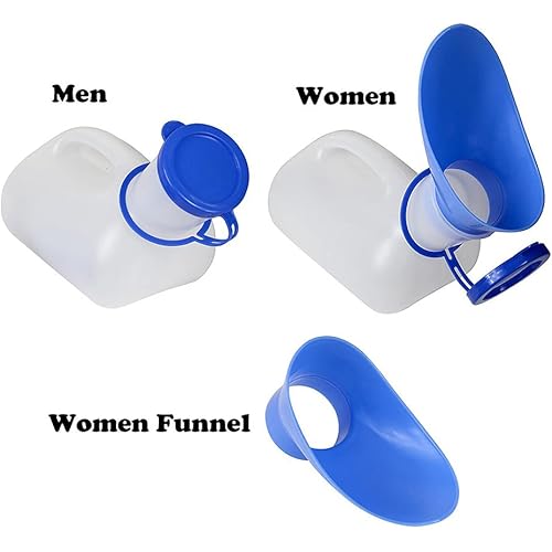 Rongbo Unisex Potty Urinal for Car,Bedpans Pee Bottle with Lid and Funnel,Men Women Toliet Urinal for Hospital,Home,Camping Outdoor Travel