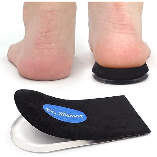 Dr. Shoesert's Adjustable Heel Lift Inserts, Orthopedic Height Increase Insoles for Leg Length Discrepancies, Self-Adhesive Gel Heel Inserts for Heel Pain Black Transparent