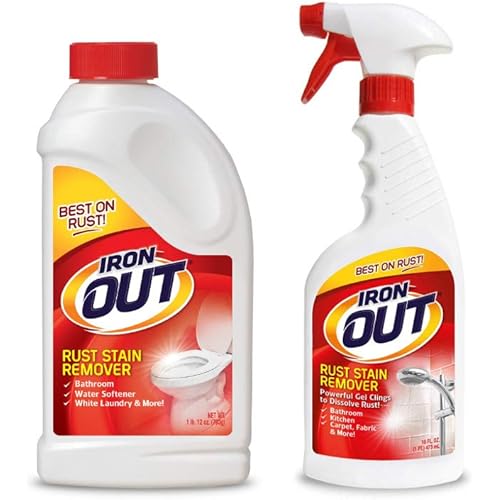 Iron OUT Rust Stain Remover Powder, 1 lb 12 oz, and Powerful Gel Spray, 16 fl oz