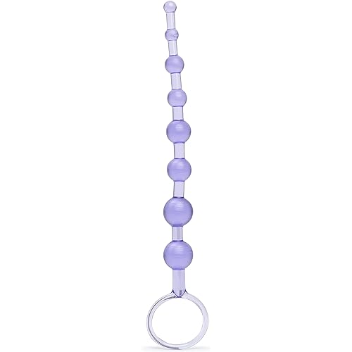 Lovehoney Purple Anal Beads with Finger Loop - Beginner Friendly - 8 inch