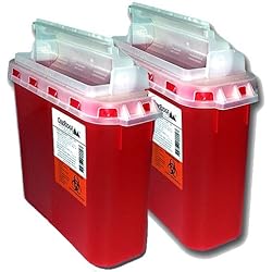 5.4 Qt Stye Sharps Disposal Container 2 Pack by Oakridge Products. Touchfree Rotating Lid