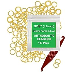 316 Inch Orthodontic Elastic Rubber Bands, 100 Pack, Natural, Heavy 4.5 Ounce Small Rubberbands Dreadlocks Hair Braids Fix Tooth Gap, Free Elastic Placer for Braces