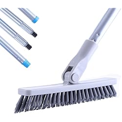 YONILL Grout Brush with Long Handle for Tile Floors, 52" V Shape Stiff Bristles Grout Scrub Cleaner Brush, Swivel Floor Grout Scrubber Brush for Cleaning Shower, Kitchen, Baseboards and Corners