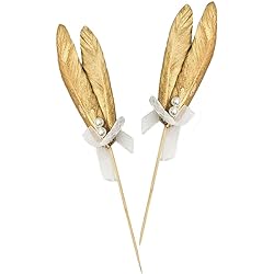 Riverbyland 10 PCS Gift Wrapping Craft Feathers Golden