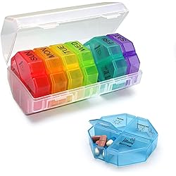 Weekly Pill Organizer, Pill Case, Pill Container, Medicine Organizer, Pill Box, 7 Day Weekly Pill Organizer 4 Times a Day, Pill Holder for Vitamins, Fish Oils, Supplements