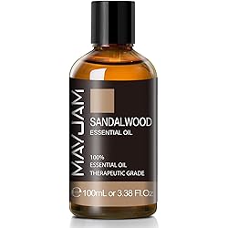 Sandalwood Essential Oil, 3.38FL.OZ Pure Essential Oils by MAYJAM, Large Volume Sandalwood Oil, Perfect for Aromatherapy Diffuser, Great for DIY Candle and Soap Making