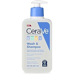 CeraVe Baby Wash & Shampoo | 2-in-1 Tear-Free Baby Wash for Baby Skin & Hair | Fragrance, Paraben, Dye, Phthalates & Sulfate Free for Baby Bath | Baby Soap with Vitamin E | 8 Ounce