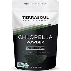 Terrasoul Superfoods Organic Chlorella Powder Cracked Cell Walls, 6 Ounces - Sourced from Taiwan