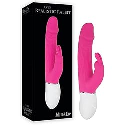 Adam & Eve Eve’s Rechargeable Realistic Rabbit Vibrator, Pink | Waterproof, Dual Motor Silicone Vibrator with Multiple Vibration Modes | 8.5” Long, 4.5” Insertable | Compatible with Water Based Lube