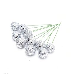 Riverbyland 50 PCS Gift Wrapping Artificial Silver Berries