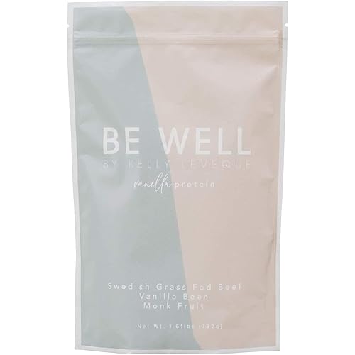 Be Well by Kelly - Swedish Grass-Fed Beef Protein Powder - Paleo and Keto Friendly, Dairy-Free & Gluten-Free - Low Carb Protein Powder with BCAAs & Collagen - 23g Protein Vanilla - 30 Servings