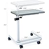 OasisSpace Overbed Table and Heavy Duty Sliding Bathtub Transfer Bench 450lbs, Hospital Bed Table with Holder, Adjustable Over Bedside with Wheels for Hospital and Home Use