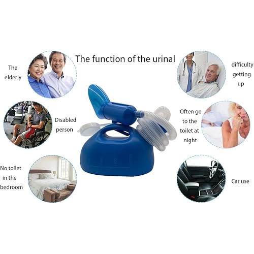 Urinal Portable Pee Bottle for Women Hospital Camping Car Travel Bed Emergency Urination Device, 2000ML Blue