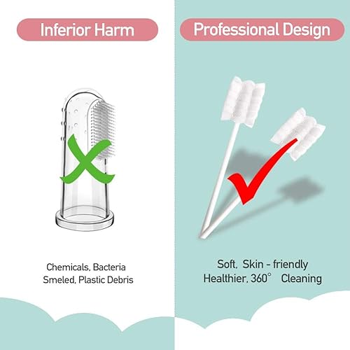 Baby Toothbrush, Infant Toothbrush Clean Baby Gums Disposable Tongue Cleaner Gauze Toothbrush Infant Oral Cleaning Stick Dental Care for 0-36 Month Baby