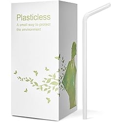 200 Count 100% Plant-Based Compostable Straws - Plasticless Biodegradable Flexible Drinking Straws - A Fantastic Eco Friendly Alternative to Plastic Straws